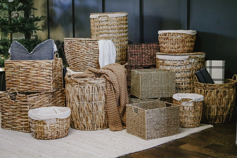 Round Basket with Water Hyacinth_1 Round Basket with Water Hyacinth_1