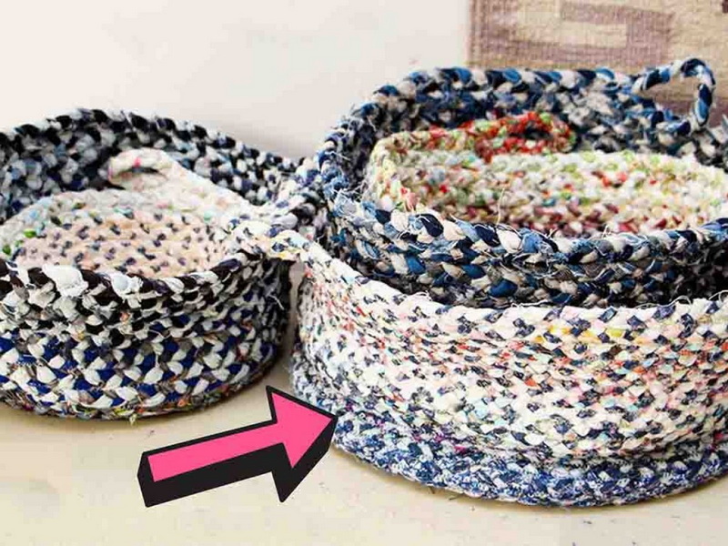 Weave Fabric Braids To Make A Basket_3