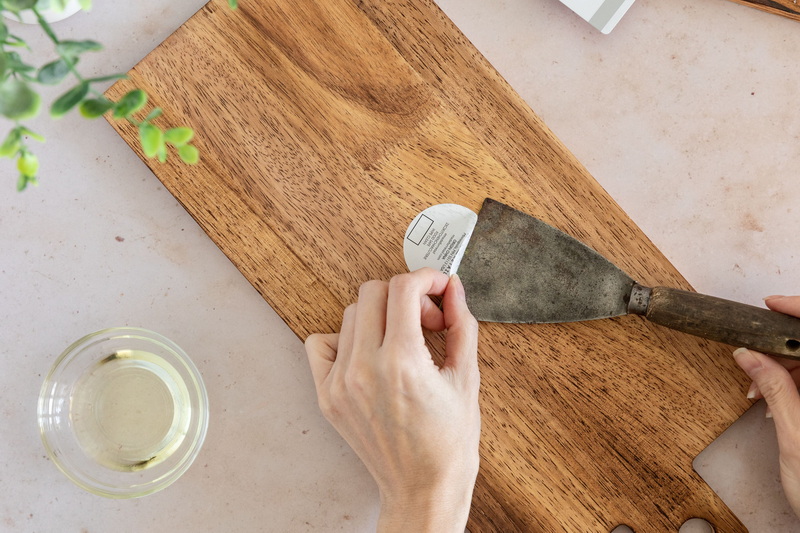 How To Remove Label Sticky Fro Bamboo Tray?