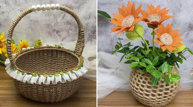 Put A Flower Design in Basket Weave Fabric_2