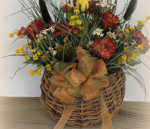  Arrange Flowers in A Hanging Wire Wicker Basket