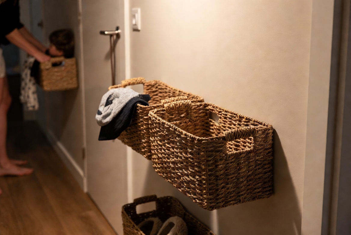 Family Friendly Hallway Storage Setup