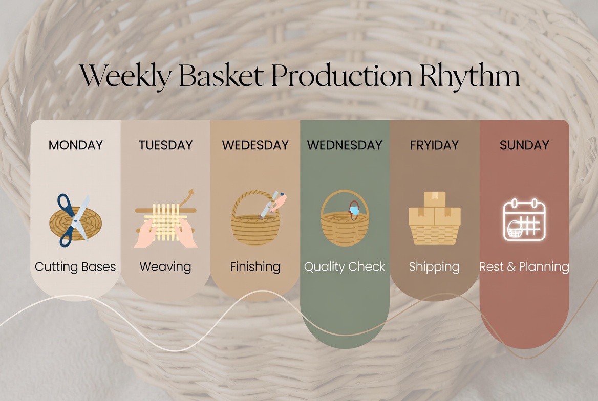 Weekly Rhythm Of Basket Production Ritmo settimanale della produzione di cesti