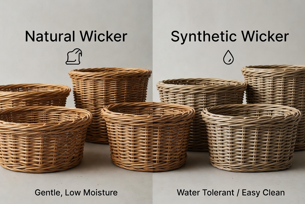 Natural Vs Synthetic Wicker Care 천연 대 합성 고리 버들 관리