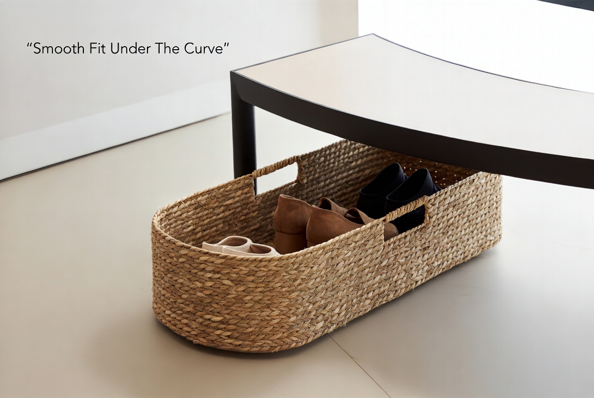 Oval Basket Under Curved Bench