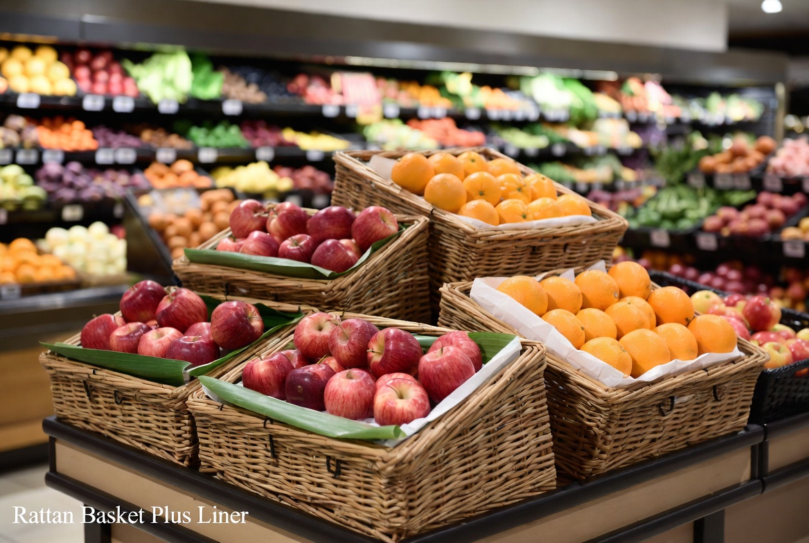 Rattan Basket With Liner In Supermarket