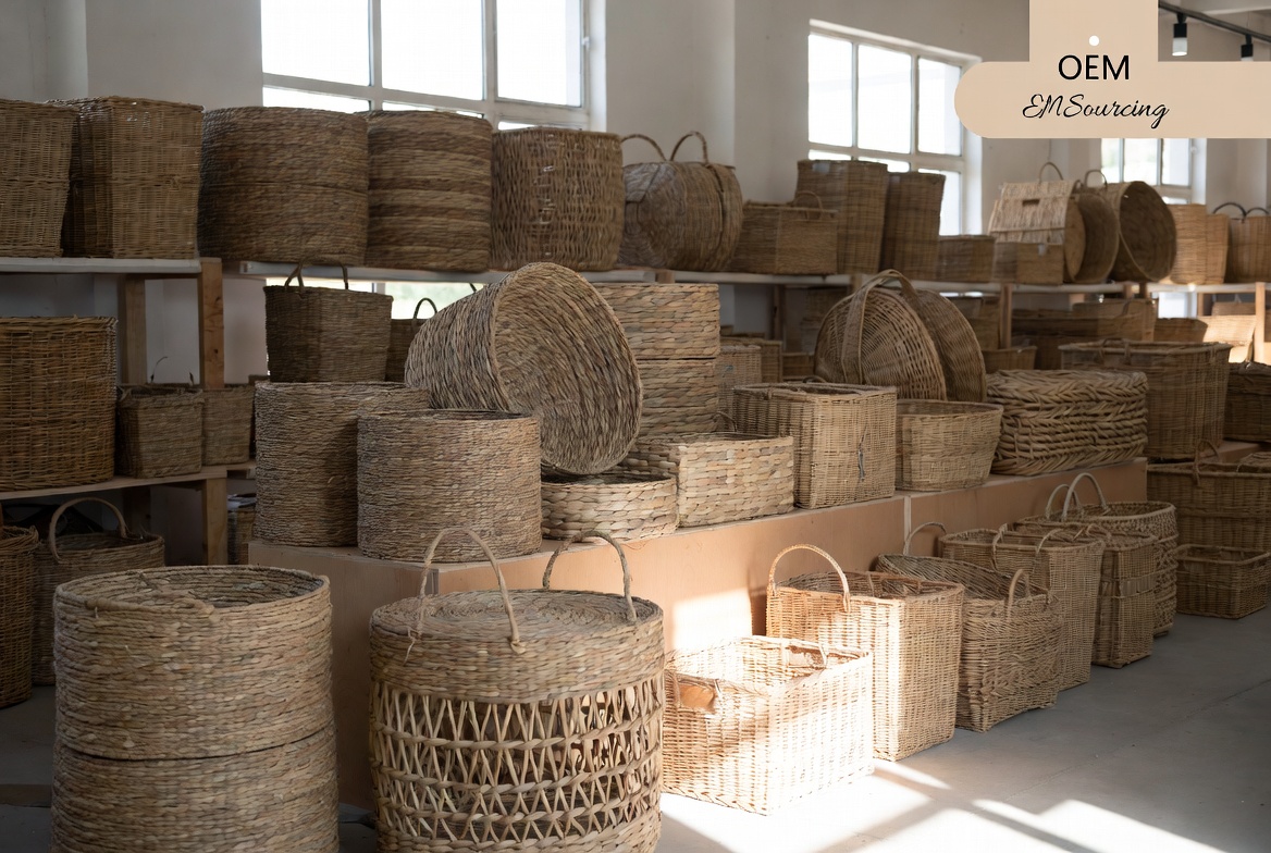 B2B Handwoven Basket Sourcing Approvvigionamento di cestini intrecciati a mano B2B